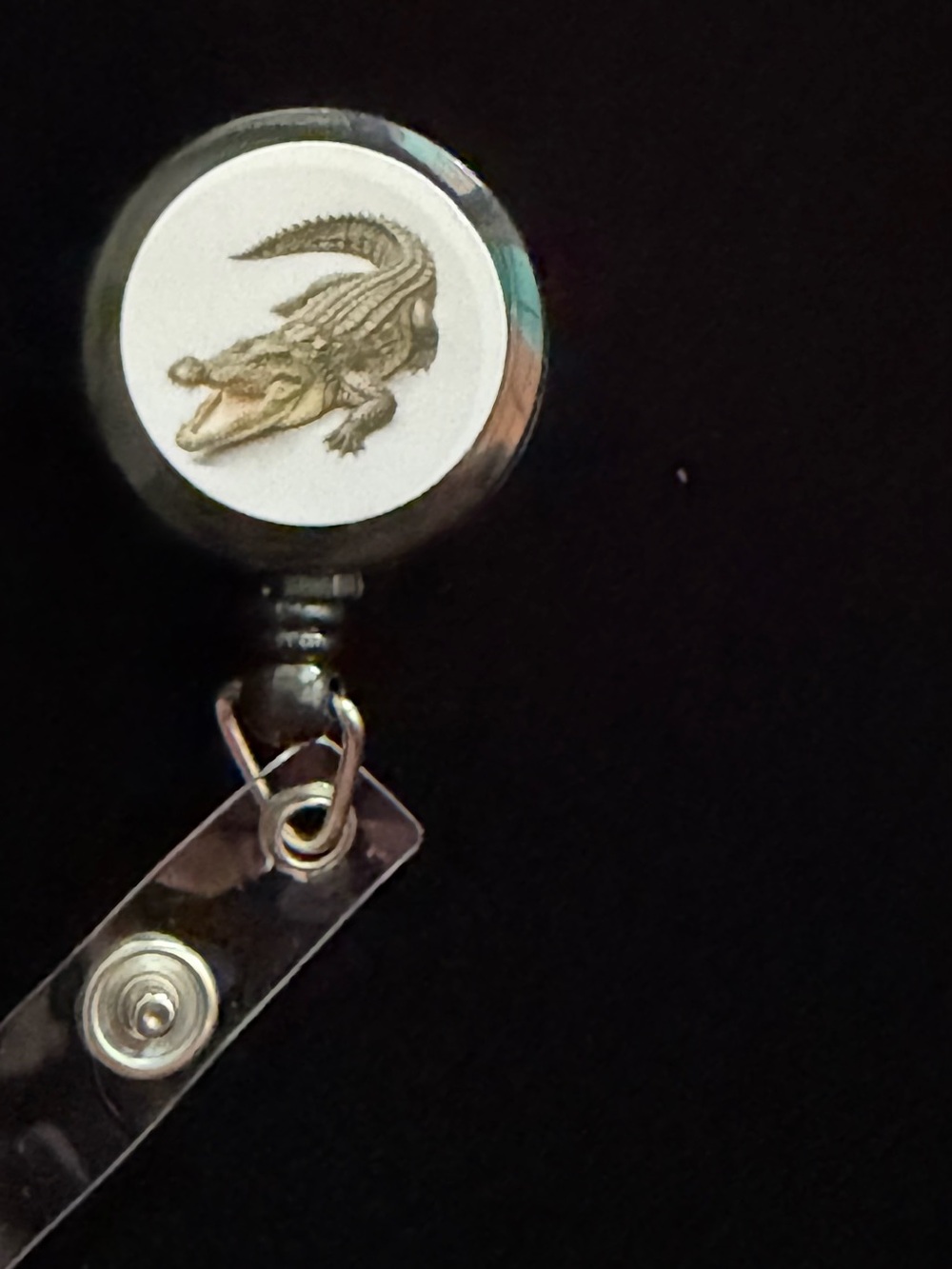 Reptile Badge Reel with Alligator Design - Black